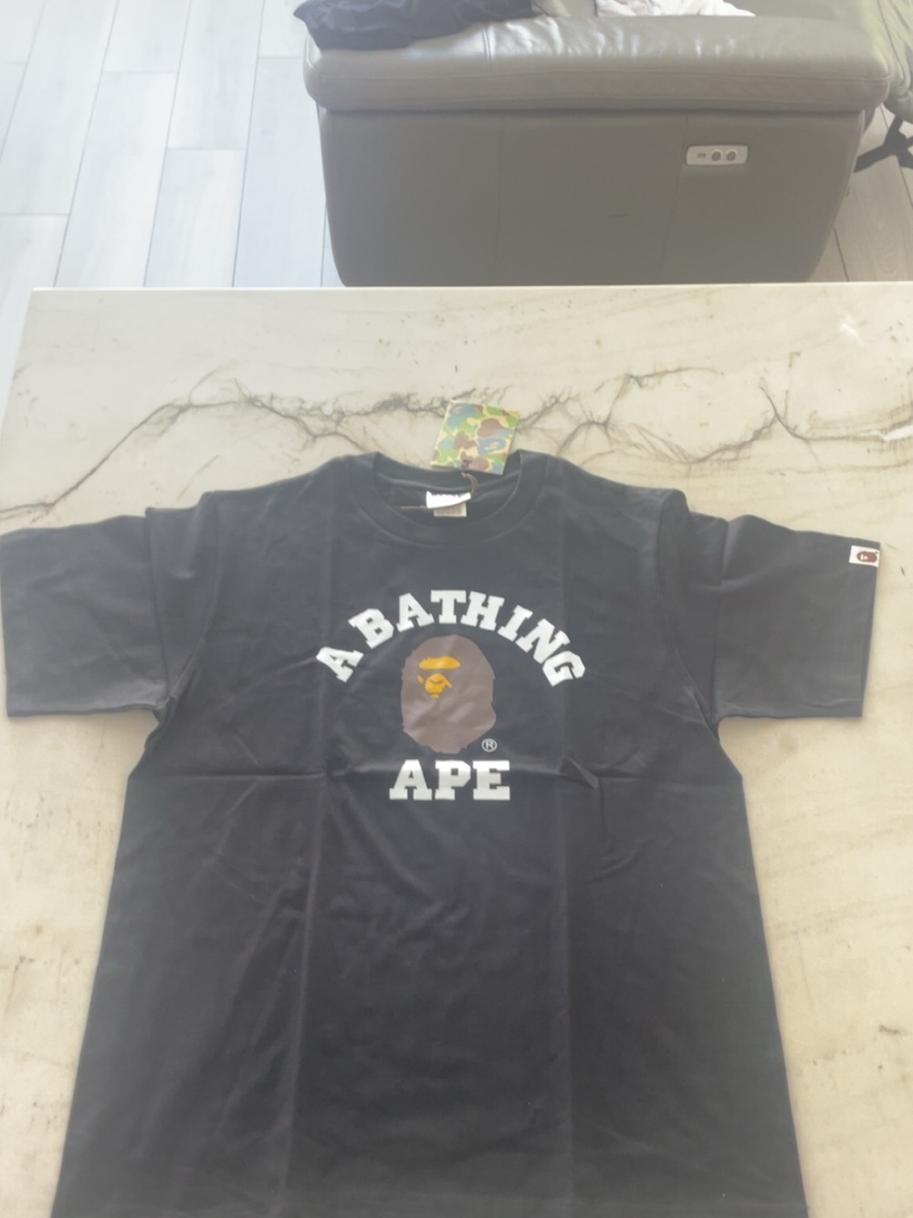 A Bathing Ape Black 'A Bathing Ape' Logo Short Sleeve Tee